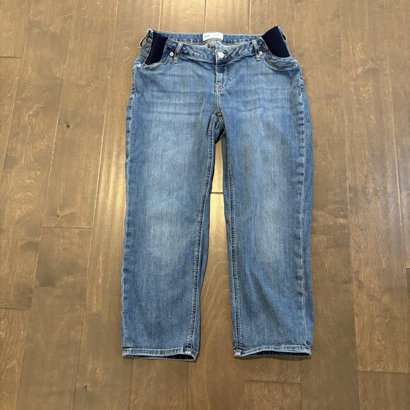 Gap Maternity Cropped Jeans Womens 31 12S Blue Denim Stretch Side Panel Comfort - Picture 1 of 14